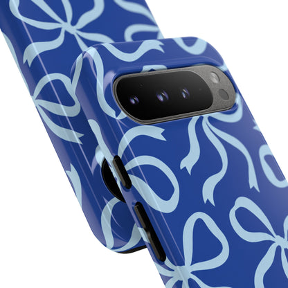 Bold Cobalt Blue and Powder Blue Bow Pattern Phone Case