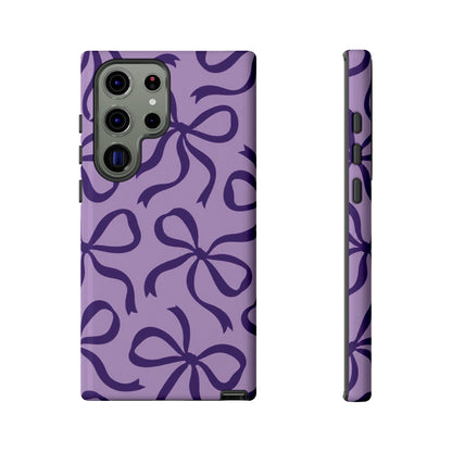 Bold Lilac and Deep Purple Bow Pattern Phone Case