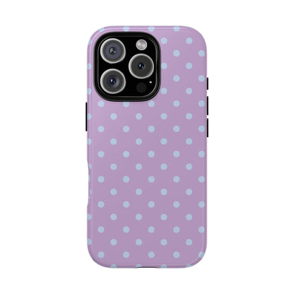 iPhone 16 Pro / Glossy Phone Case - Trendy Lilac & Ice Blue Dot Pattern Phone Case