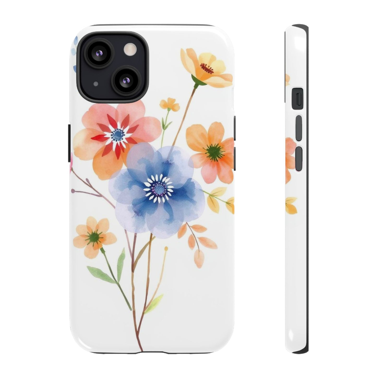 iPhone 13 / Glossy Phone Case - Boho Chic Watercolour Bouquet Pattern Phone Case