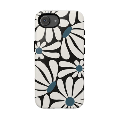 Retro Black Daisy Pattern Phone Case - Black Phone Case - iPhone 17e / Glossy