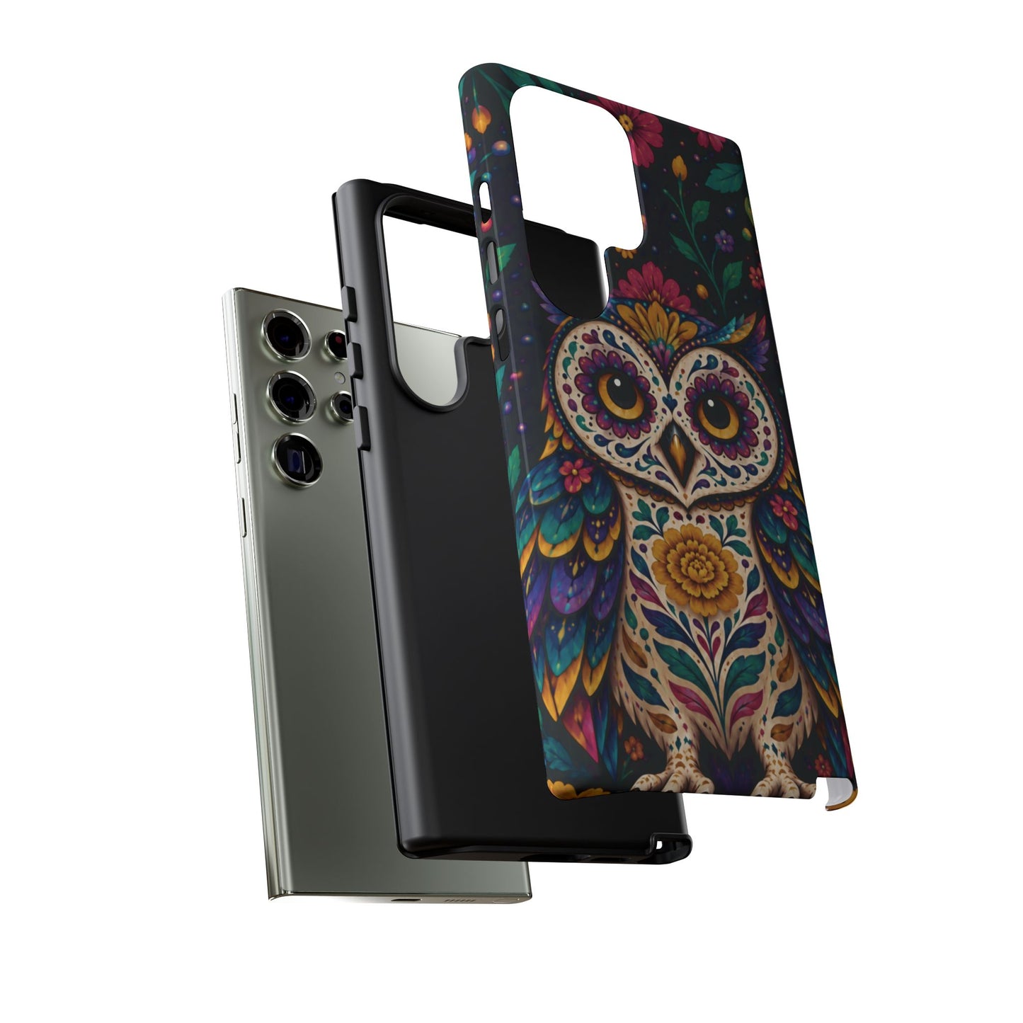 Vibrant Purple and Teal Calavera Owl Phone Case - Multicolor Phone Case