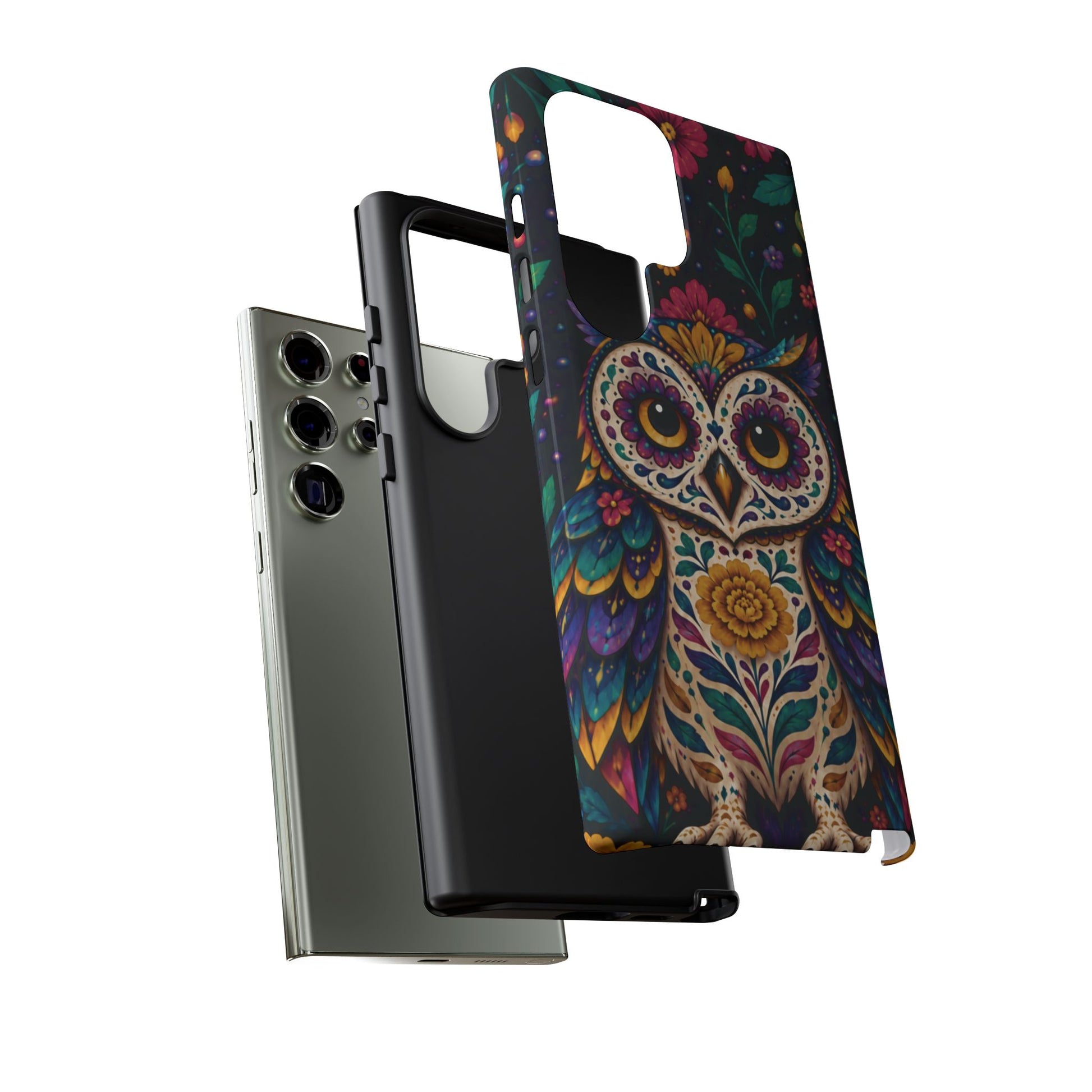 Vibrant Purple and Teal Calavera Owl Phone Case - Multicolor Phone Case