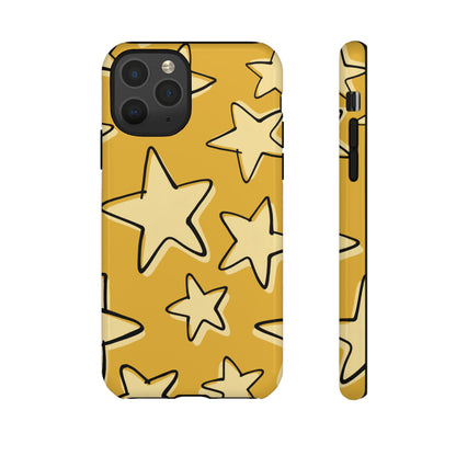 Golden Yellow Doodle Star Phone Case