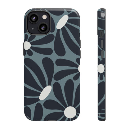 Retro Navy Blue & White Daisy Pattern Phone Case - Blue Phone Case - iPhone 13 / Glossy