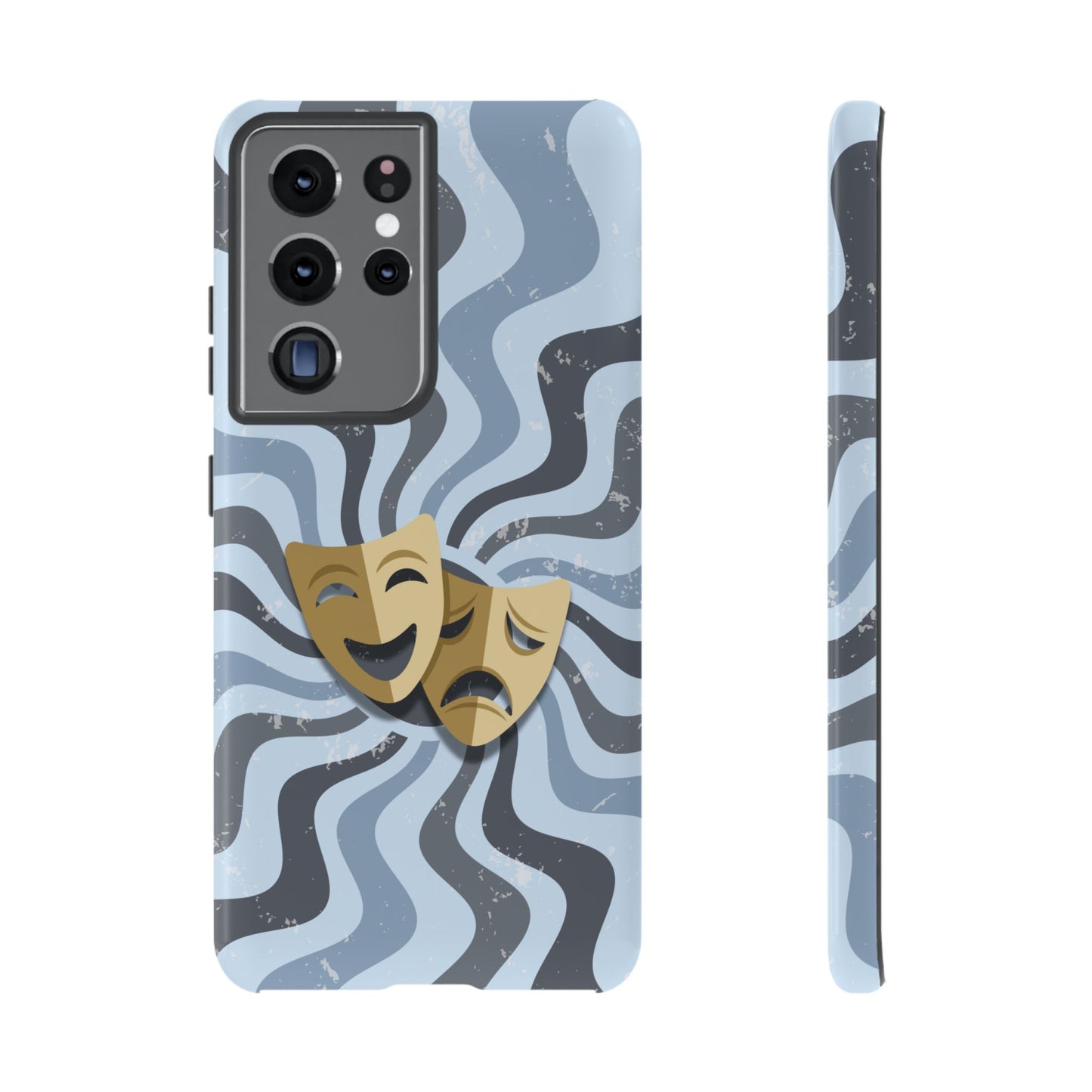 Comedy & Tragedy Masks – Blue Minimal Retro Wave Phone Case - Blue Phone Case - Samsung Galaxy S21 Ultra / Glossy