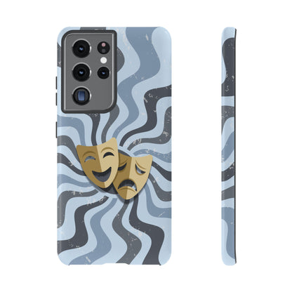 Comedy & Tragedy Masks – Blue Minimal Retro Wave Phone Case - Blue Phone Case - Samsung Galaxy S21 Ultra / Glossy