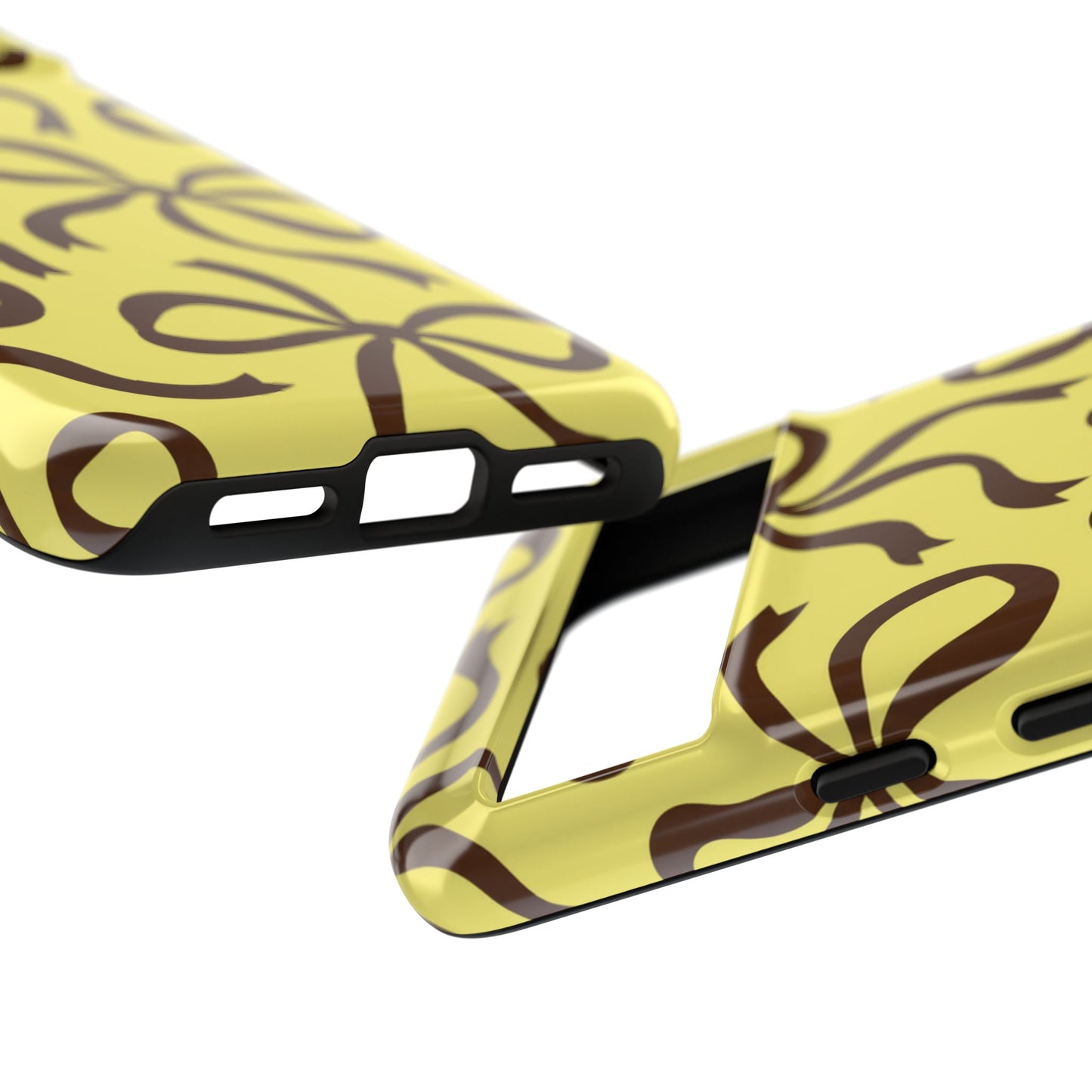 Bold Butter Yellow and Chocolate Brown Bow Pattern Phone Case