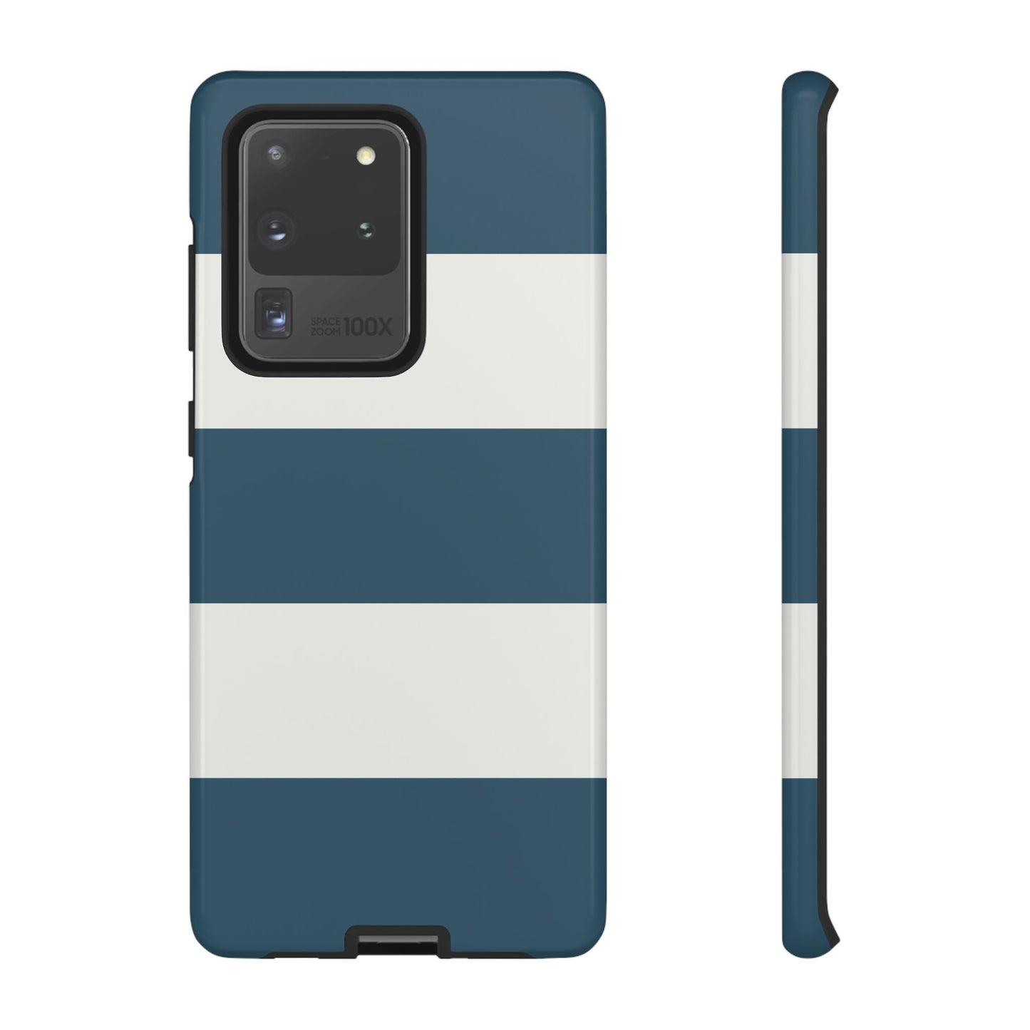 Samsung Galaxy S20 Ultra / Glossy Phone Case - Blue & White Horizontal Stripe Pattern Phone Case