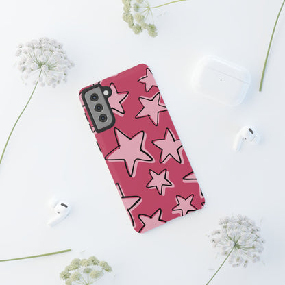 Raspberry Pink Doodle Star Phone Case