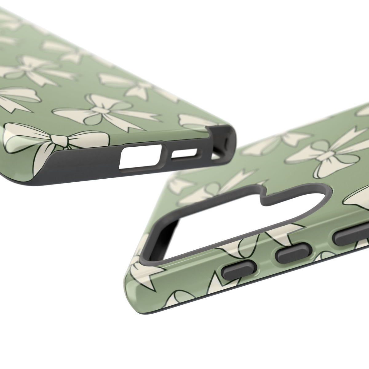 Chic Sage Green Bow Pattern Phone Case
