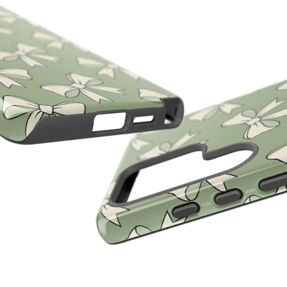 Chic Sage Green Bow Pattern Phone Case