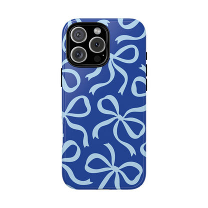 Bold Cobalt Blue and Powder Blue Bow Pattern Phone Case