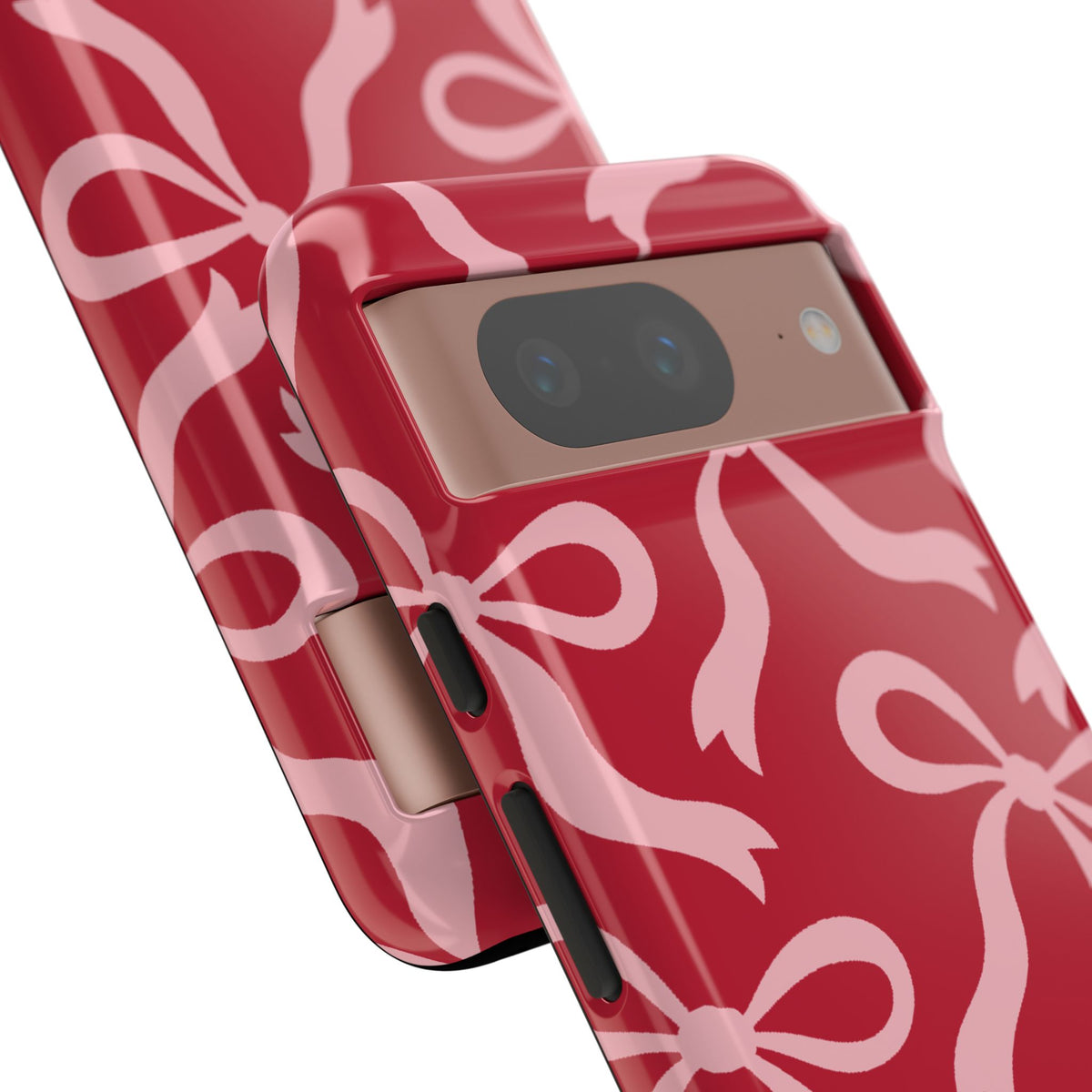 Bold Raspberry Red and Blush Pink Bow Pattern Phone Case - Red Phone Case