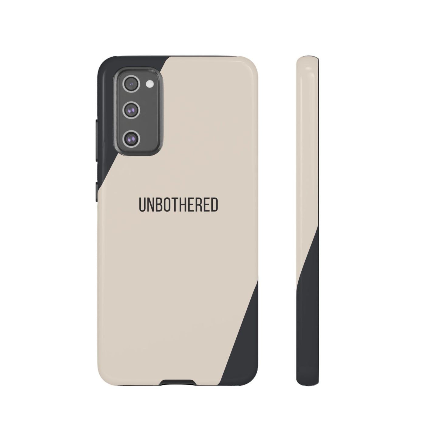 Samsung Galaxy S20 FE / Glossy Phone Case - Sassy Statement Case ’Unbothered’ in Beige & Charcoal