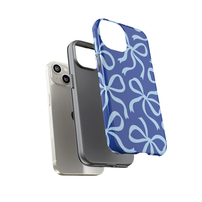 Bold Cobalt Blue and Powder Blue Bow Pattern Phone Case