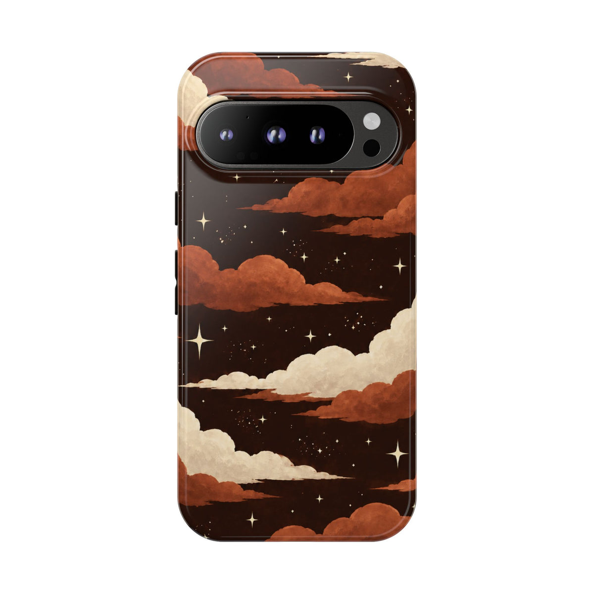 Illustrated Burnt Orange Clouds & Stars Phone Case