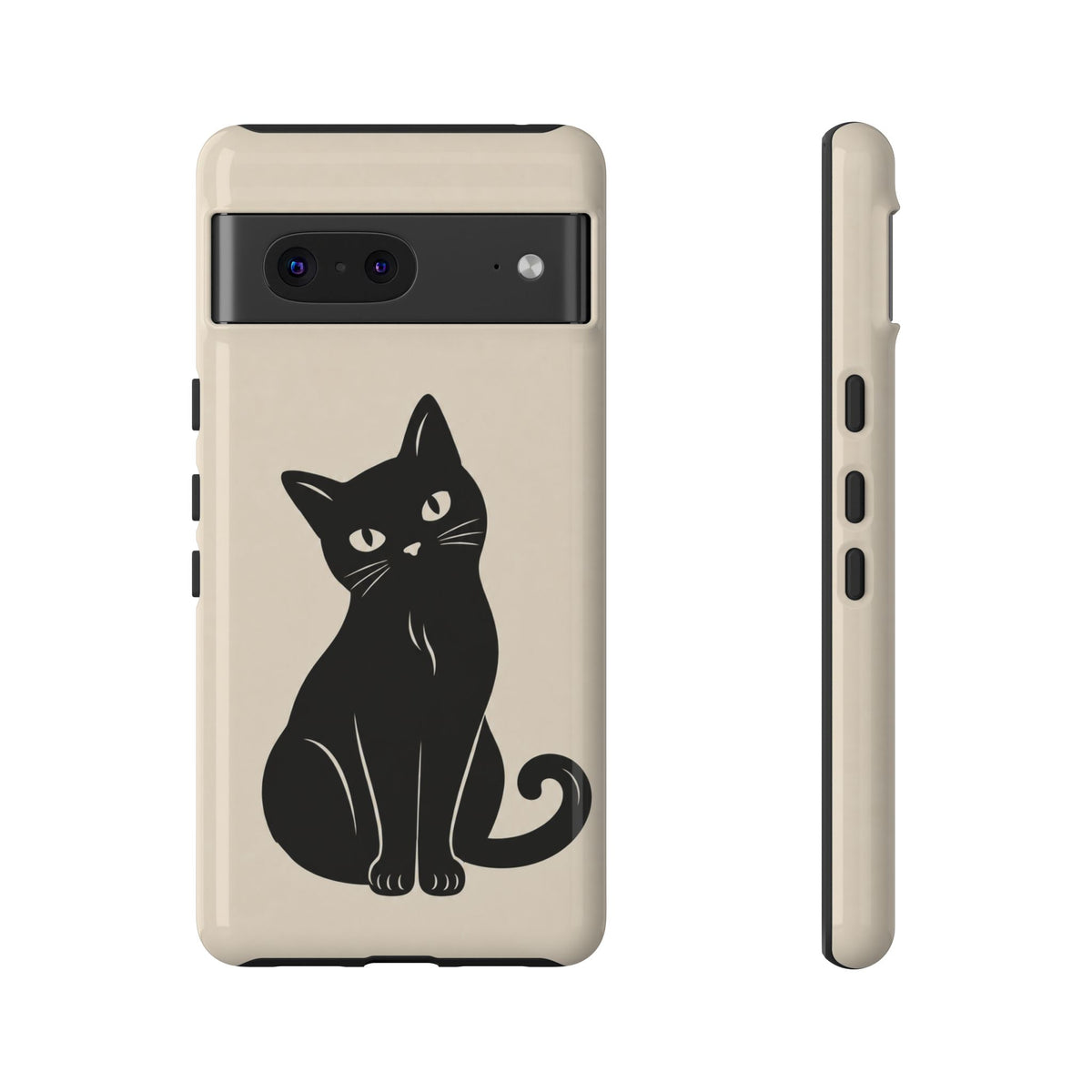 Minimalist Cream & Black Cat Phone Case