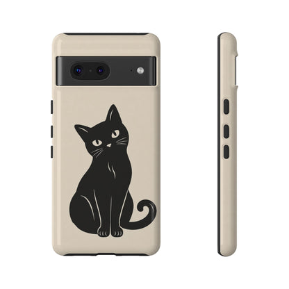 Minimalist Cream & Black Cat Phone Case