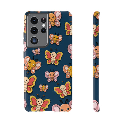 Dark Blue Butterfly Sticker Design Phone Case - Blue Phone Case - Samsung Galaxy S21 Ultra / Glossy