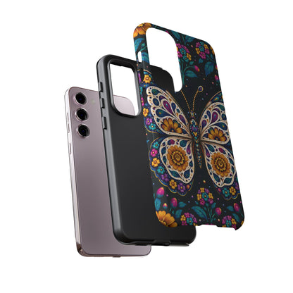Vibrant Purple and Teal Calavera Butterfly Phone Case - Multicolor Phone Case