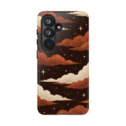 Illustrated Burnt Orange Clouds & Stars Phone Case