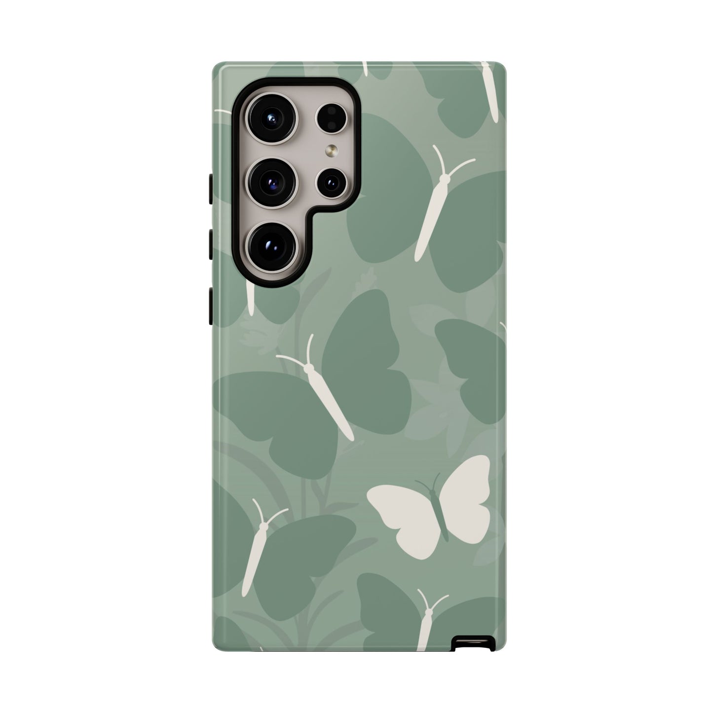 Samsung Galaxy S24 Ultra / Glossy Phone Case - Minimalist Mint Green Butterfly Pattern Phone Case