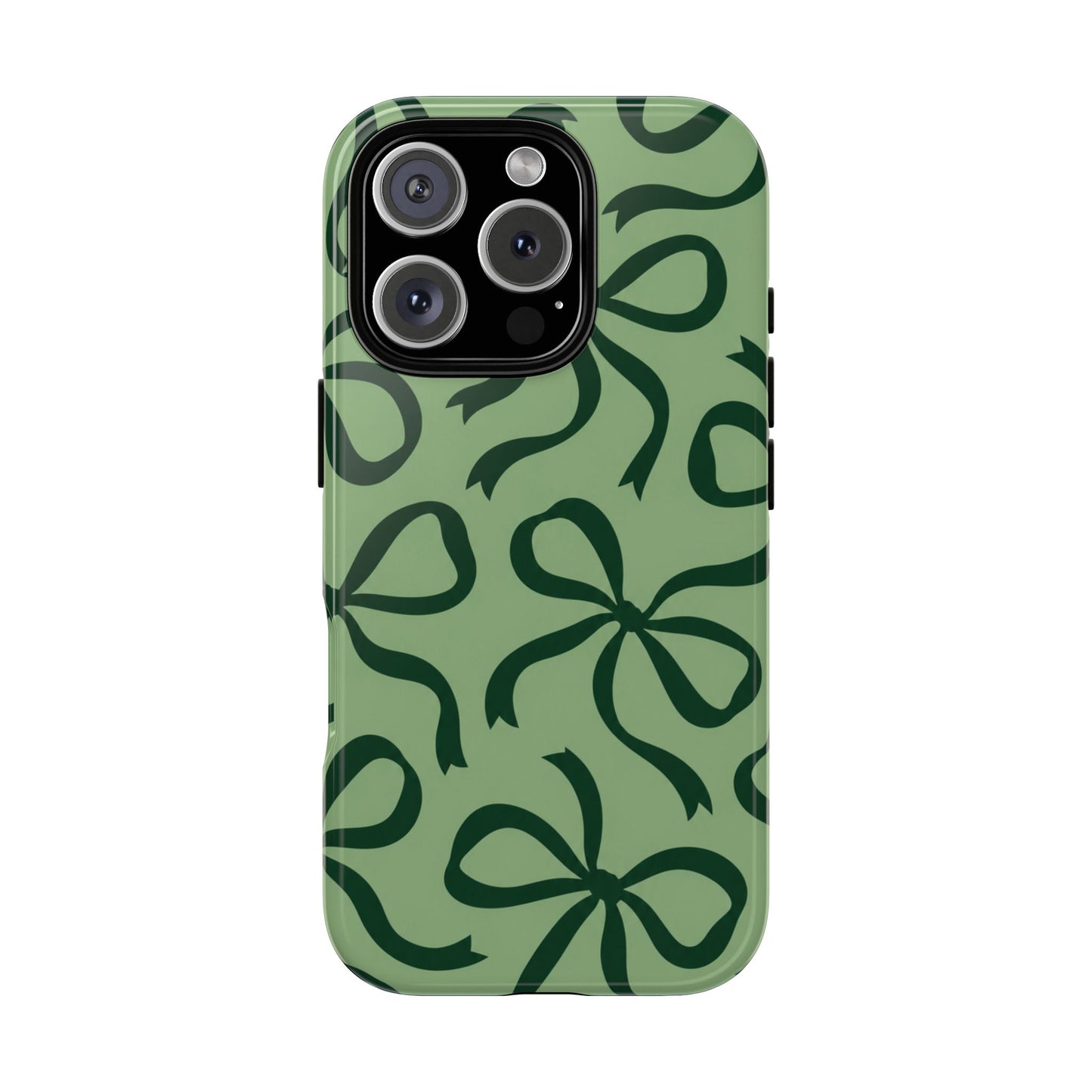 Bold Sage Green and Forest Green Bow Pattern Phone Case