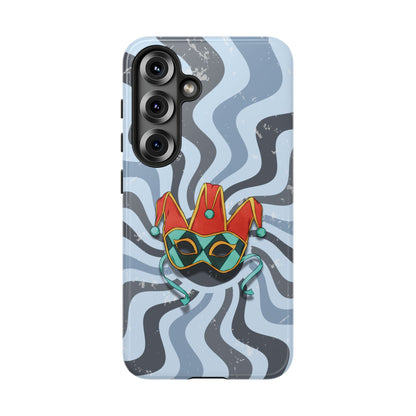 Samsung Galaxy S25 / Glossy Phone Case - Venetian Jester Mask – Blue Retro Soft Revival Phone Case
