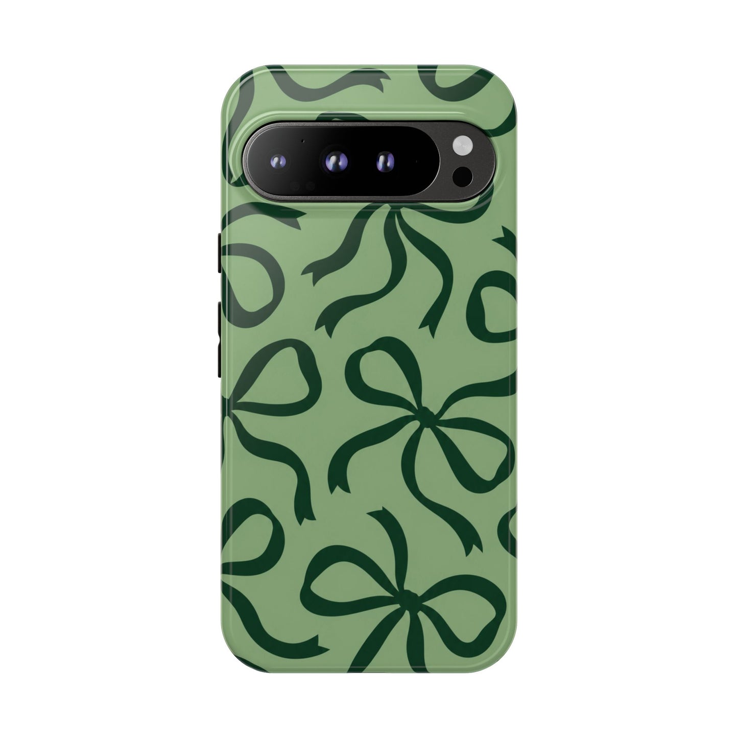 Bold Sage Green and Forest Green Bow Pattern Phone Case
