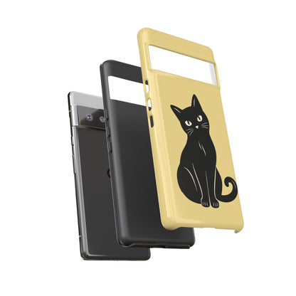 Minimalist Butter Yellow & Black Cat Phone Case