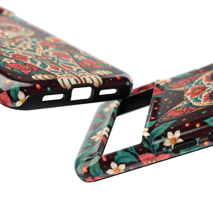Vibrant Terracotta and Teal Calavera Cat Phone Case - Multicolor Phone Case