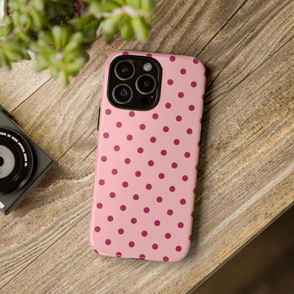 Pink with Red Dot Pattern Phone Case