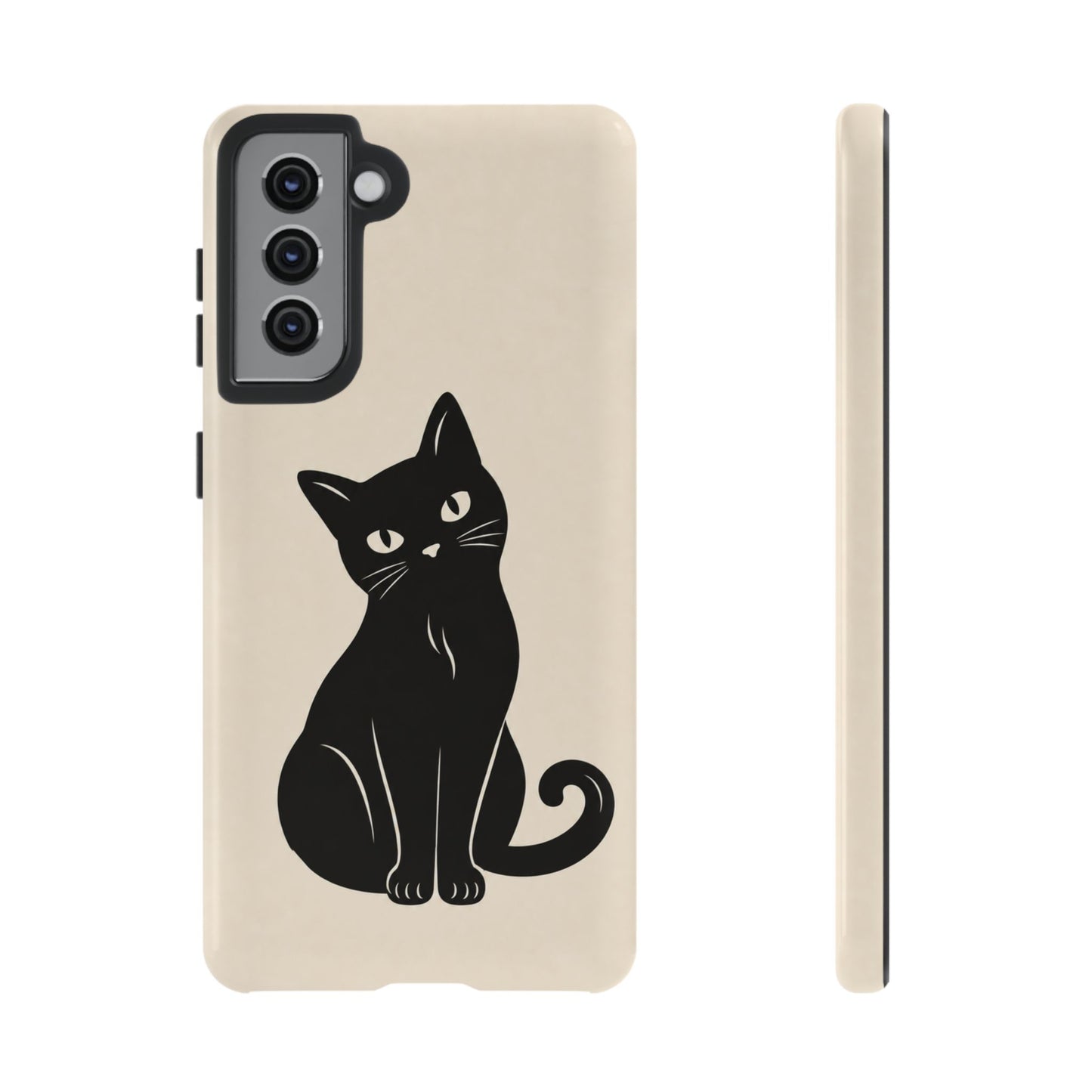 Minimalist Cream & Black Cat Phone Case