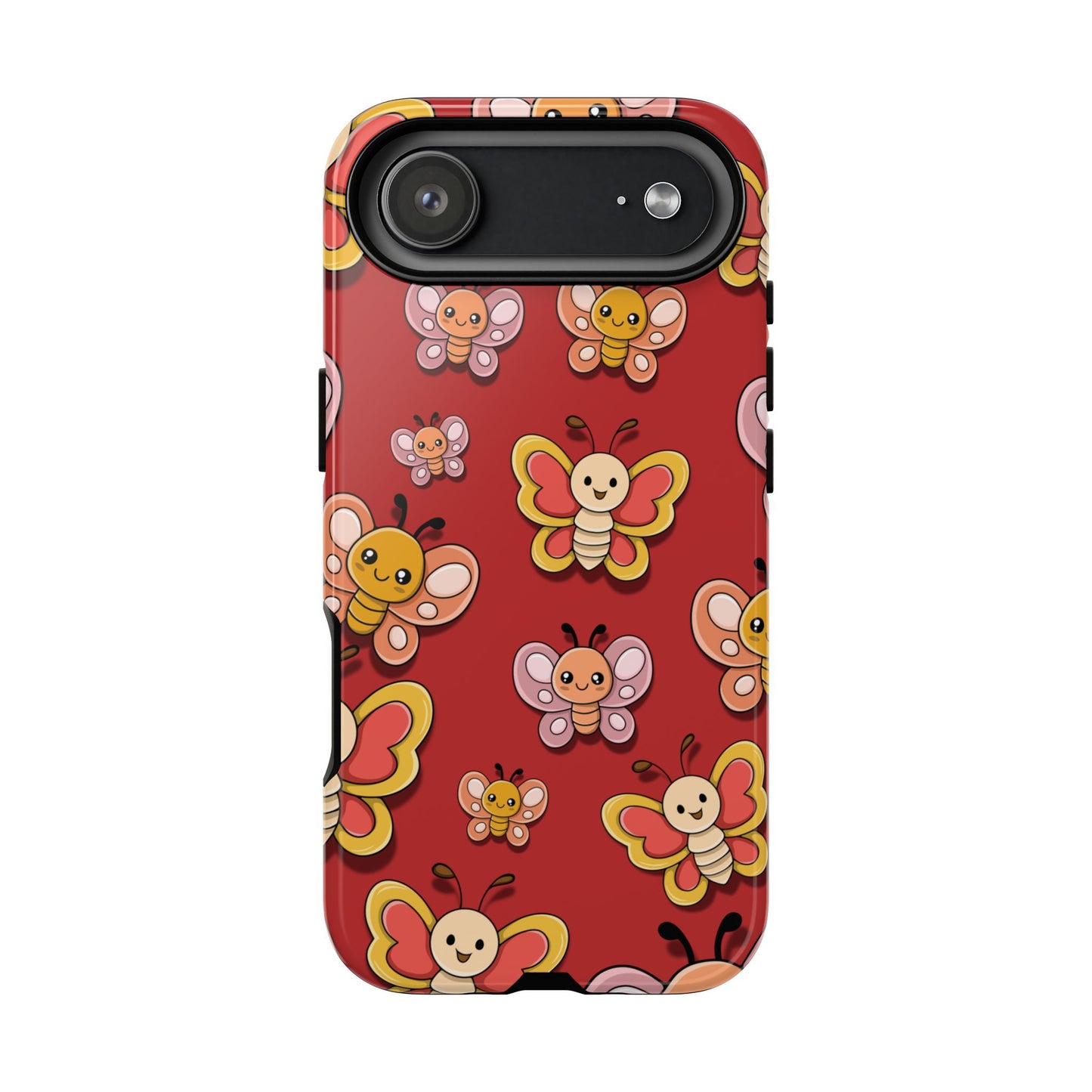 iPhone 17 Air / Glossy Phone Case - Red Butterfly Sticker Design Phone Case