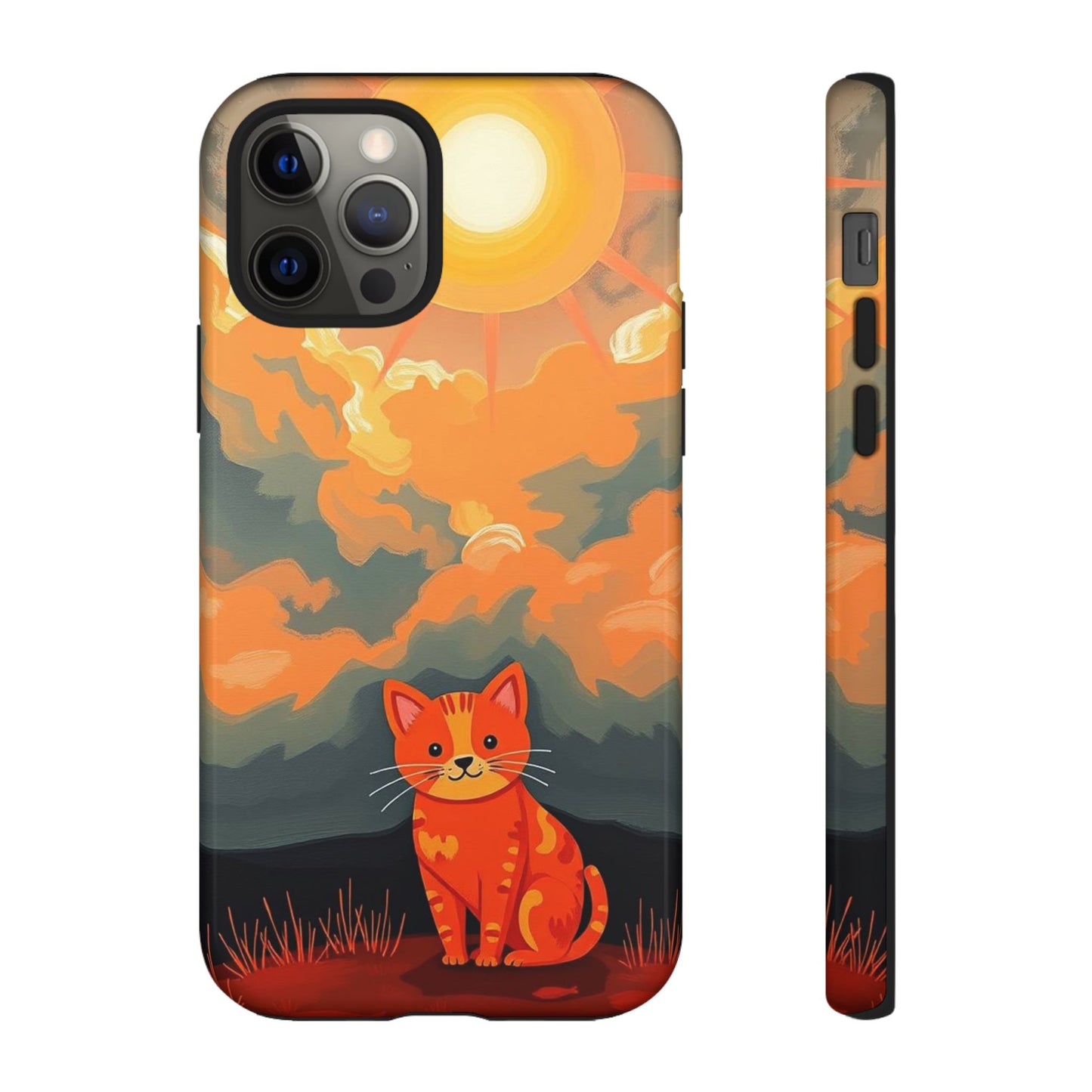 iPhone 12 Pro / Glossy Phone Case - Acrylic Painting Style Cat Design Phone Case