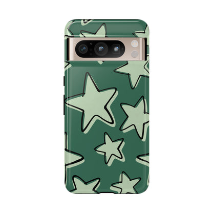 Forest Green Doodle Star Phone Case