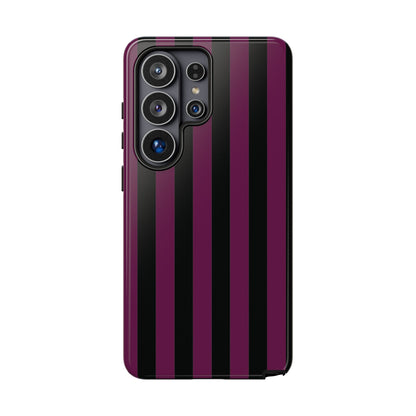 Trendy Plum & Black Stripe Pattern Phone Case - Purple Phone Case - Samsung Galaxy S26 Ultra / Glossy
