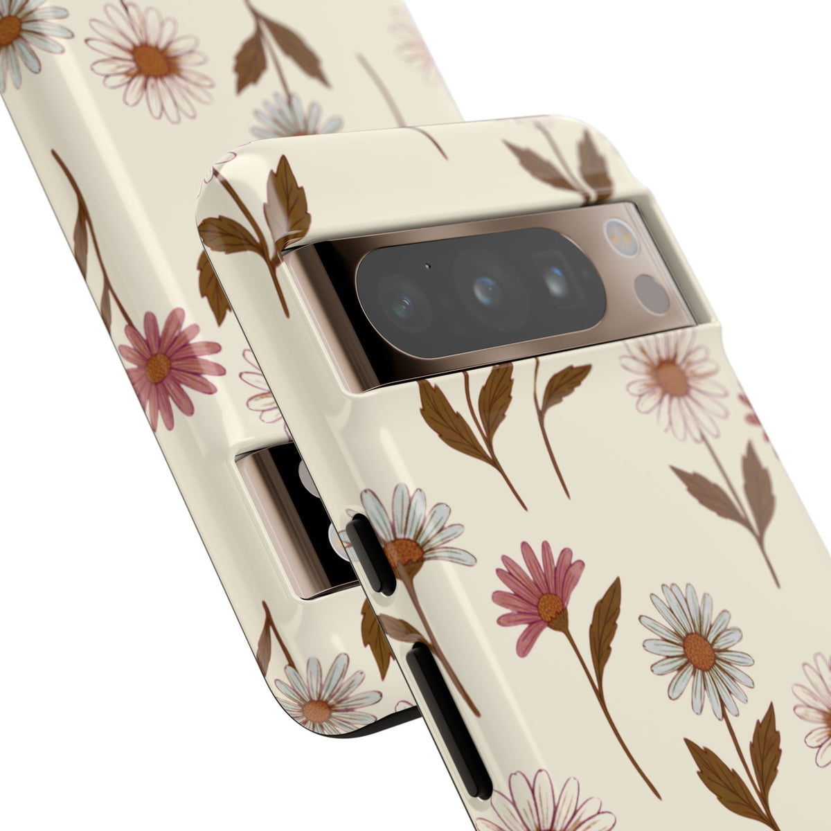 Pretty Cream & Rose Daisy Pattern Phone Case