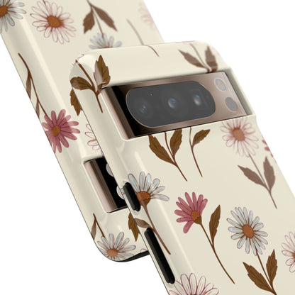 Pretty Cream & Rose Daisy Pattern Phone Case