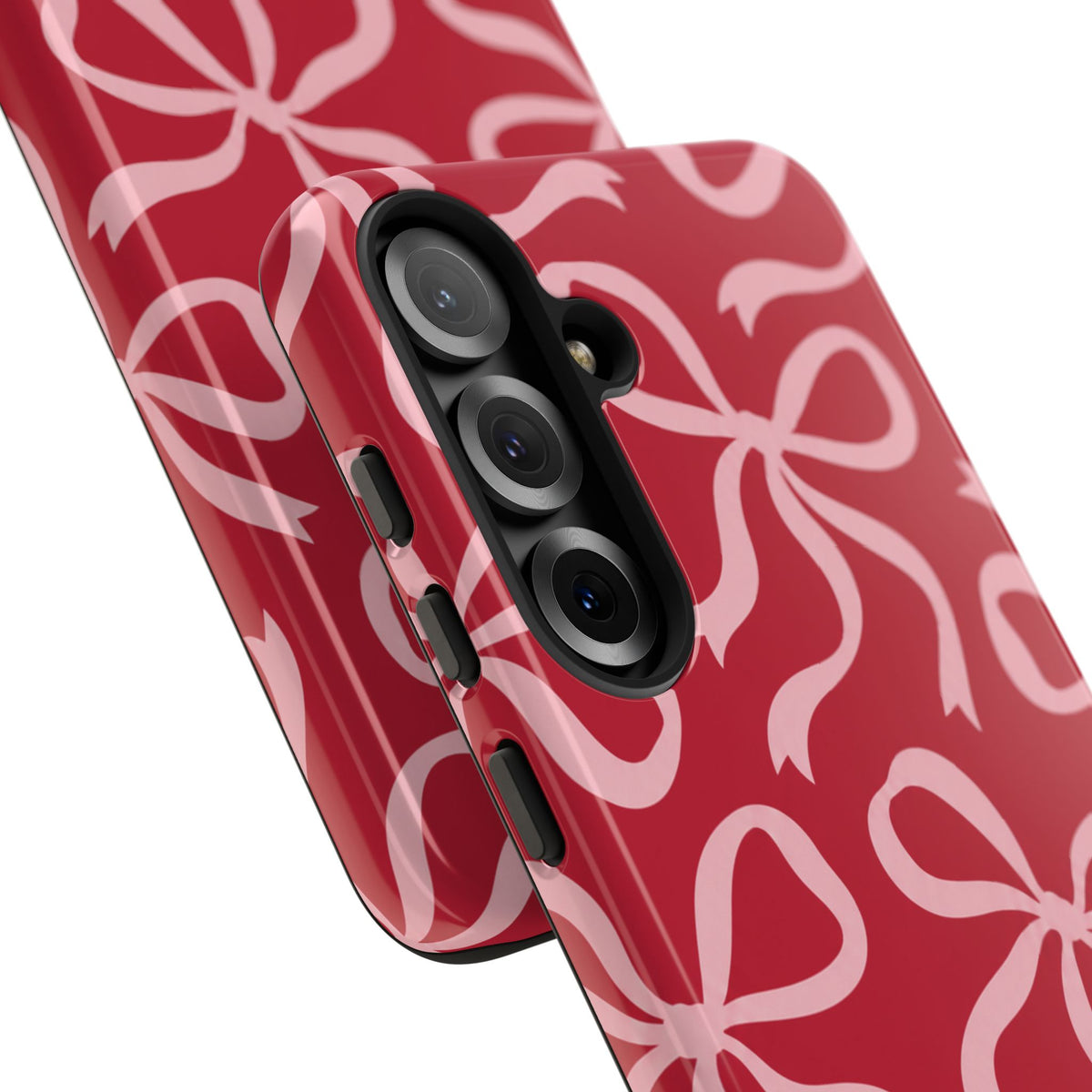 Bold Raspberry Red and Blush Pink Bow Pattern Phone Case