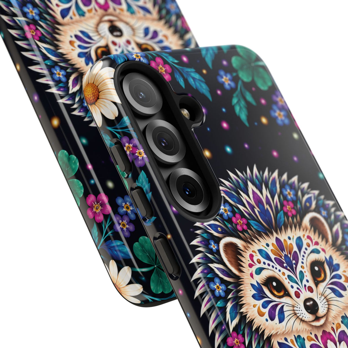 Vibrant Purple and Teal Calavera Hedgehog Phone Case - Multicolor Phone Case