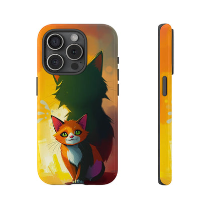 iPhone 15 Pro / Glossy Phone Case - Acrylic Style Shadow Cat Design Phone Case