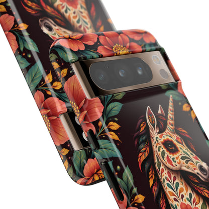 Elegant Terracotta and Teal Calavera Unicorn Phone Case - Phone Case