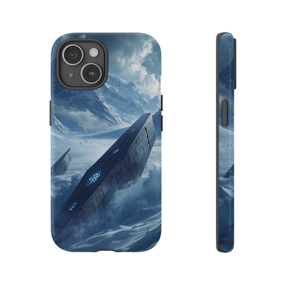 iPhone 15 / Glossy Phone Case - Frozen Alien Wreckage Sci-fi Phone Case