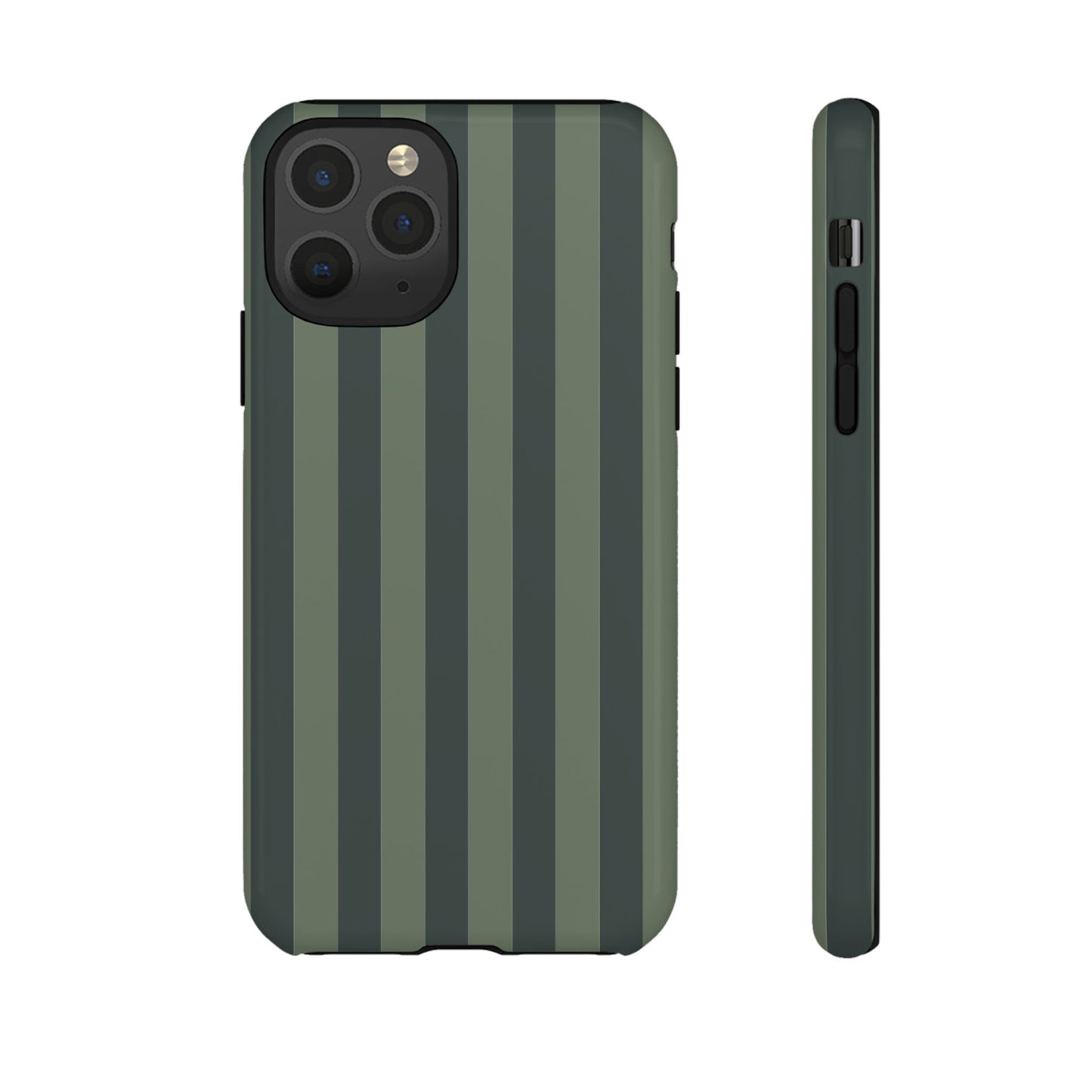 iPhone 11 Pro / Glossy Phone Case - ’Dark Green Stripe Pattern’ Phone Case