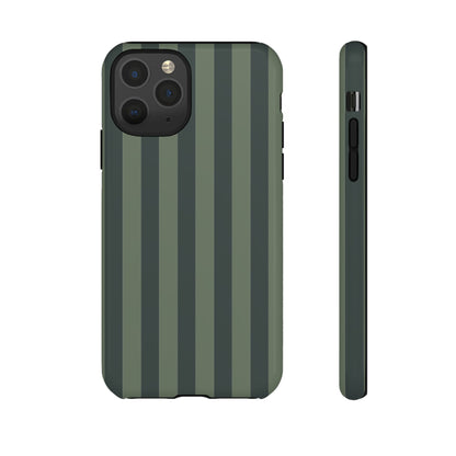 iPhone 11 Pro / Glossy Phone Case - ’Dark Green Stripe Pattern’ Phone Case