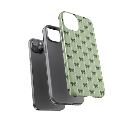 Retro Forest Green Bow Pattern Phone Case