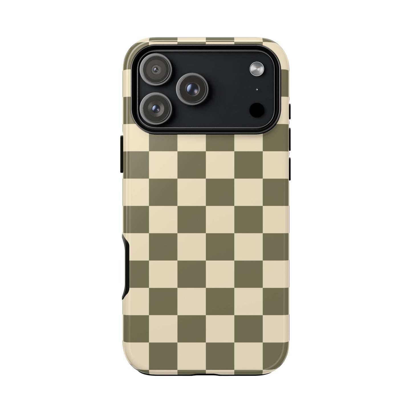 iPhone 17 Pro Max / Glossy Phone Case - ’Green Checkered Pattern’ Phone Case