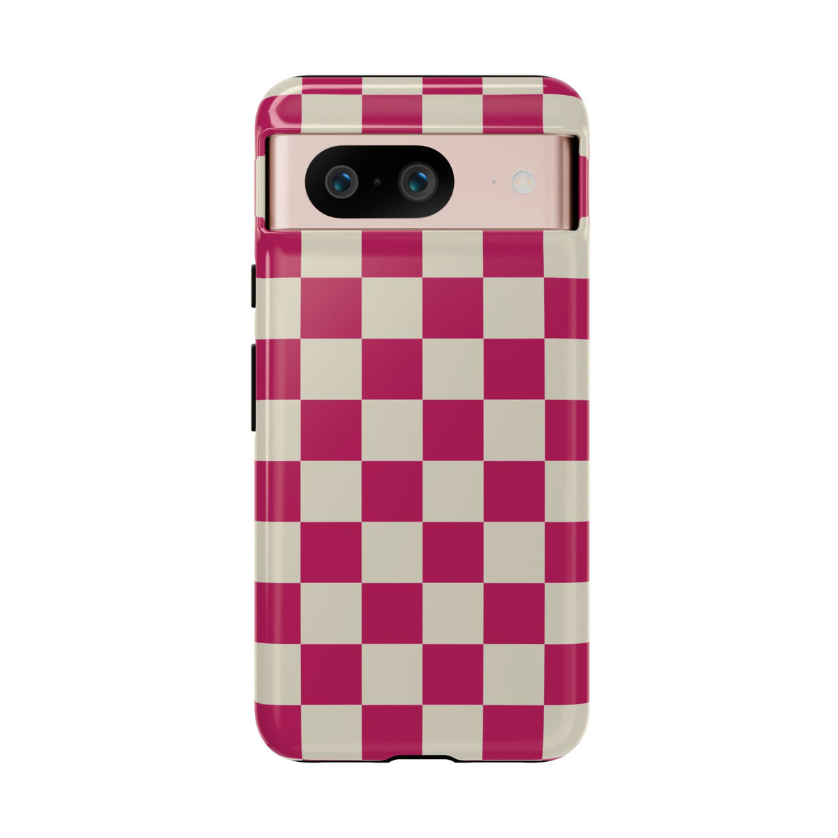 Pink & White Checked Pattern Phone Case - Pink Phone Case - Google Pixel 8 / Glossy